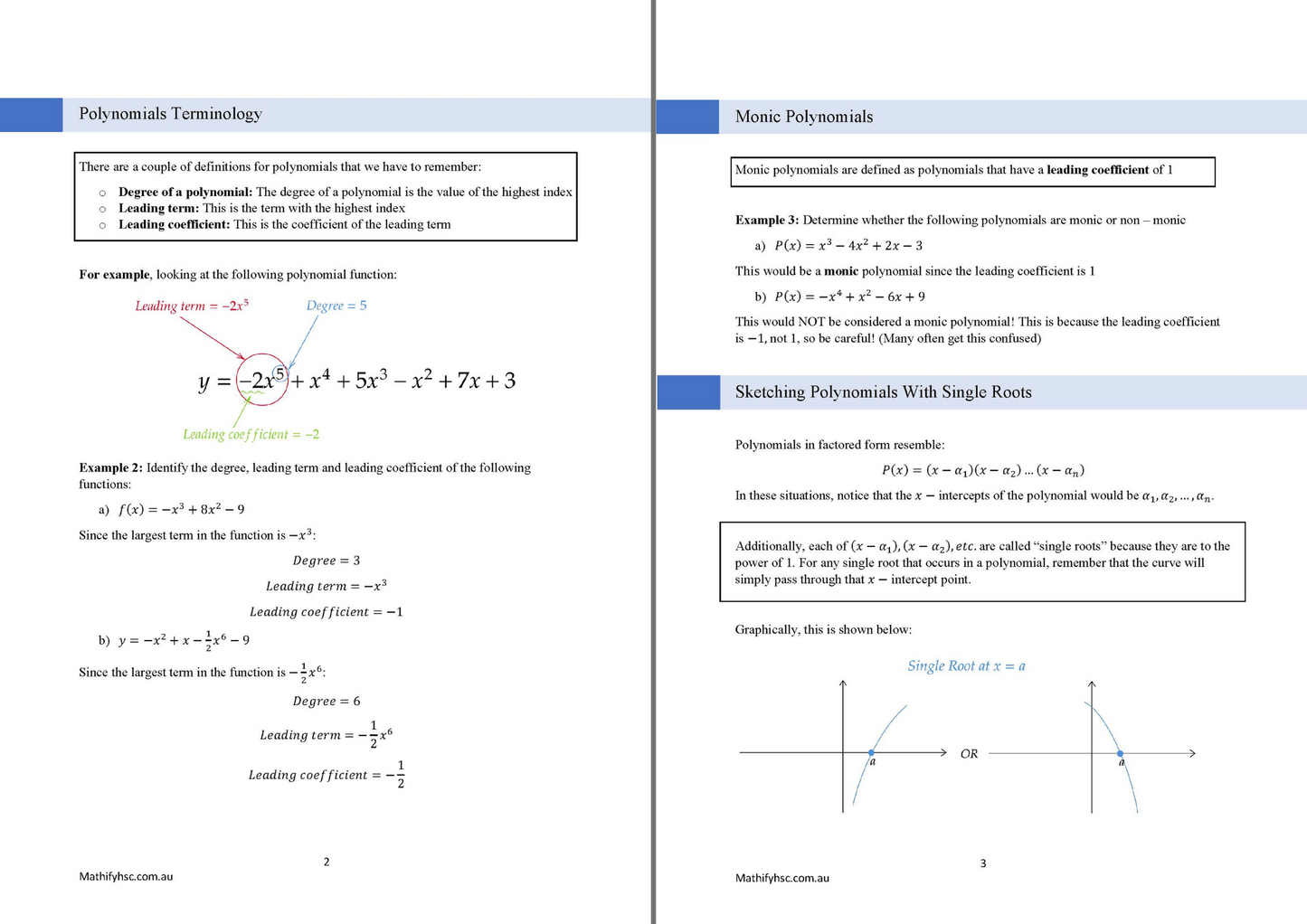 Year 11 Functions Workbooks Set - Old Syllabus Edition
