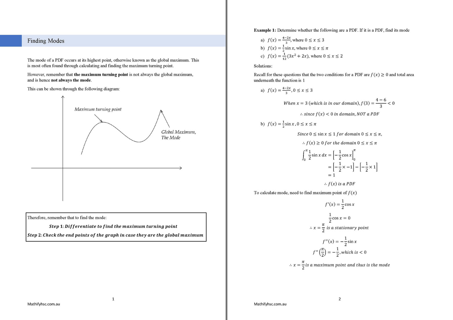 Year 12 Continuous Probability Workbooks Set