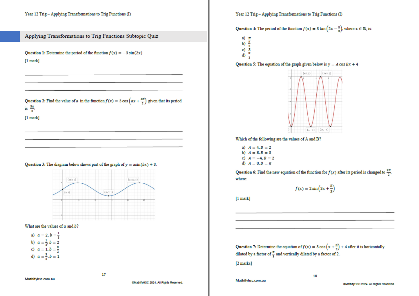 Year 12 Trigonometry Workbooks Set