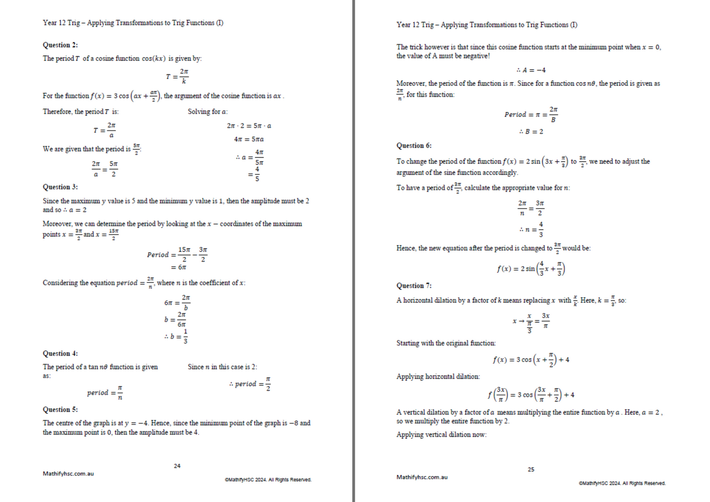Year 12 Trigonometry Workbooks Set - Old Syllabus Edition