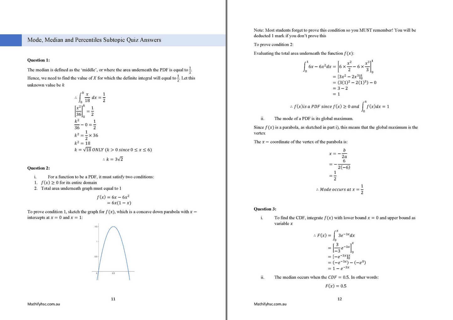 Year 12 Continuous Probability Workbooks Set