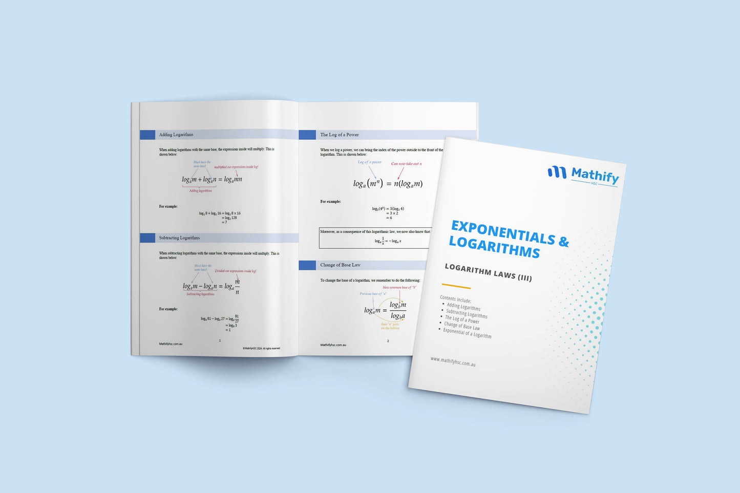 Year 11 Exponentials and Logarithms Workbooks Set