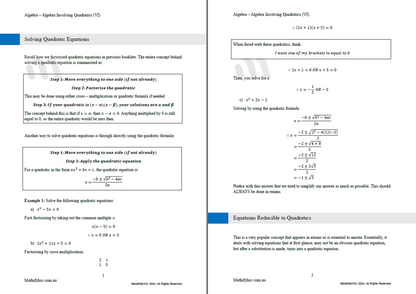 Year 11 Algebra Workbooks Set