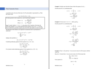 Year 12 Sequences and Series Workbooks Set