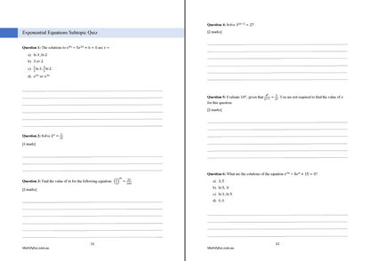 Year 11 Exponentials and Logarithms Workbooks Set